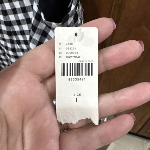 NWT Anthropologie Apron-Style Mini Dress Black & White Check W/Pockets Sz Large - Picture 4 of 10